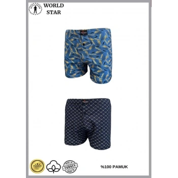 VipMarketim  2li Likralı Pamuklu Renkli Erkek Boxer
