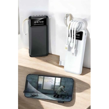 VipMarketim 20.000 Mah Led Işıklı LCD Ekran USB Girişli Type-C Lightning Powerbank