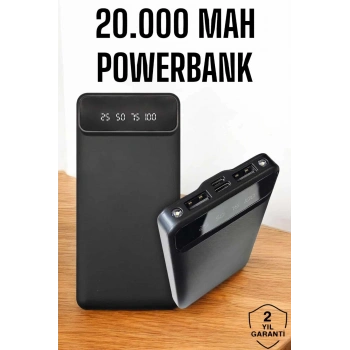 VipMarketim 20.000 Mah Led Işıklı LCD Ekran USB Girişli Type-C Lightning Powerbank