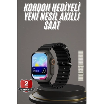 VipMarketim 2025 Model Akıllı Saat Çift Kordon Ios Ve Android Arama Cevaplama Sesli Asistan