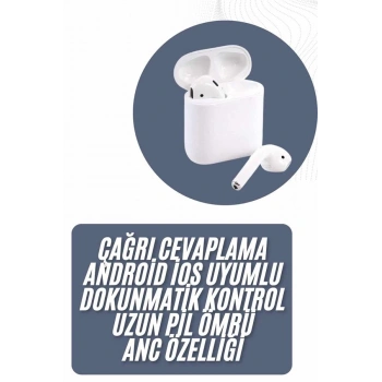 VipMarketim 2025 Model Çağrı Cevaplayabilen Bluetooth Kulaklık Beyaz Dokunmatik Kontrol