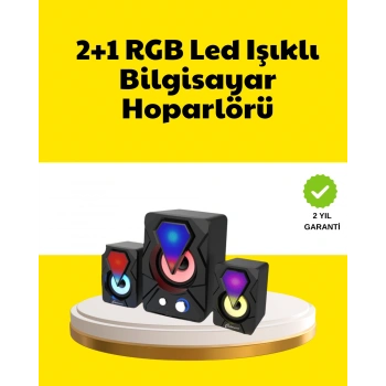 VipMarketim 2.1 USB Bağlantılı Oyun Hoparlörü Renkli LED Işıklı