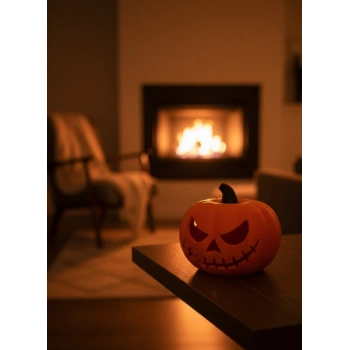 VipMarketim 23×15 cm Korku Temalı Balkabağı Biblo Dekoratif Ev Ofis Süs Eşyası