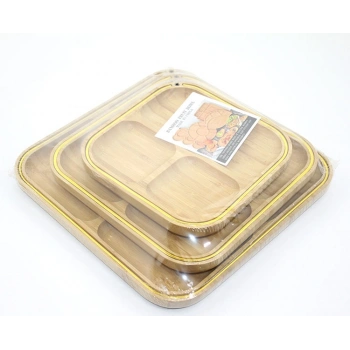 VipMarketim 3lü Ahşap Kahvaltı Çerez Ve Meyve Sunum Tabağı