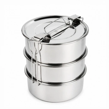VipMarketim 3lü Metal Sefer Tası - Paslanmaz Çelik - 16 cm