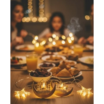 VipMarketim 3 Metre Ramazan LED Saçak Işık Ev İçi Dekoratif Aydınlatma