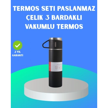 VipMarketim 304 Çelik Termos Seti | 2 Bardaklı 500 ml Uzun Süre Isı Koruma