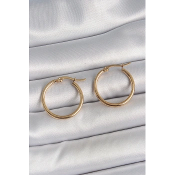VipMarketim 316 Çelik Gold Renk 22mm Kadın Halka Model Kadın Küpe 5886