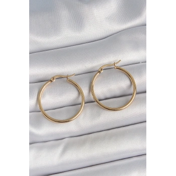 VipMarketim 316 Çelik Gold Renk 27 mm Halka Model Kadın Küpe 5886