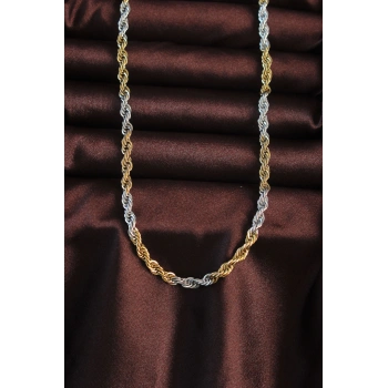 VipMarketim 316L Çelik Çift Renk Burgu Tasarımlı Kolye 5886