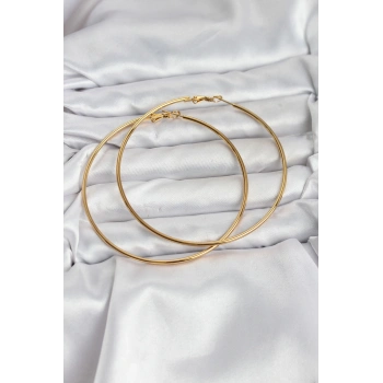 VipMarketim 316L Çelik Gold Renk 75 mm Halka Küpe 5886