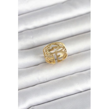 VipMarketim 316L Çelik Gold Renk Başak Model Kadın Yüzük 5886