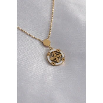 VipMarketim 316L Çelik Gold Renk Çiçek Figür Kadın Kolye 5886