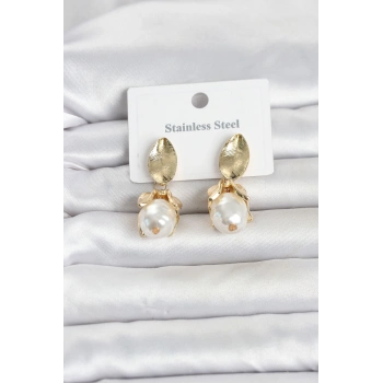 VipMarketim 316L Çelik Gold Renk Çiçek Model Kadın Küpe 5886
