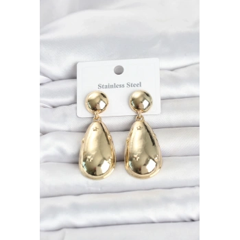 VipMarketim 316L Çelik Gold Renk Damla Model Kadın Küpe 5886