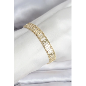 VipMarketim 316L Çelik Gold Renk Labirent Model Kadın Bileklik 5886