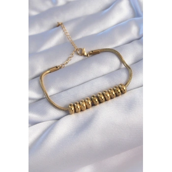 VipMarketim 316L Çelik Gold Renk Oval Figürlü Bileklik 5886