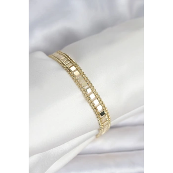 VipMarketim 316L Çelik Gold Renk Pullu Zincir Model Kadın Bileklik 5886