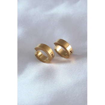 VipMarketim 316L Çelik Gold Renk Sıkıştırmalı Erkek Küpe 5886