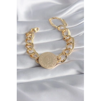 VipMarketim 316L Çelik Gold Renk Tam Altın Model Samanyolu Kadın Bileklik 5886