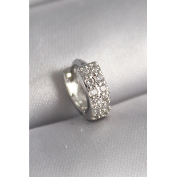 VipMarketim 316L Çelik Gümüş Renk Zirkon Taşlı Tragus Piercing 5886
