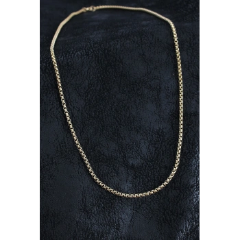 VipMarketim 316L Çelik Örme Zincir Model Gold Renk Erkek Kolye 5886