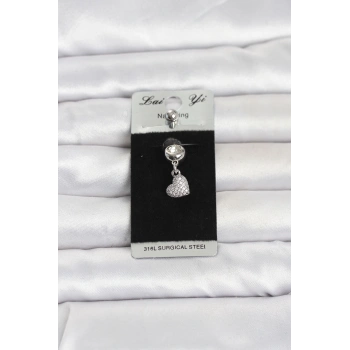 VipMarketim 316L Cerrahi Çelik Sallantılı Kalp Model Göbek Piercing 5886