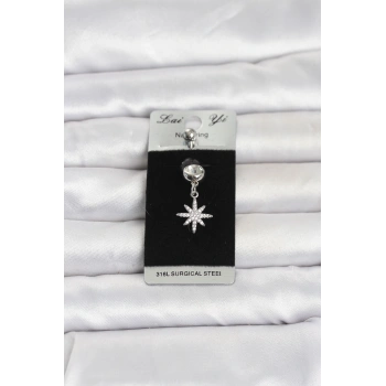 VipMarketim 316L Cerrahi Çelik Sallantılı Kutup Yıldızı Model Göbek Piercing 5886
