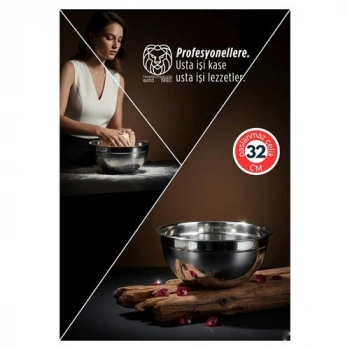 VipMarketim 32 cm 6 Lt Profesyonel Ölçülü Derin Karıştırma Kabı - 304 Paslanmaz Çelik 722899