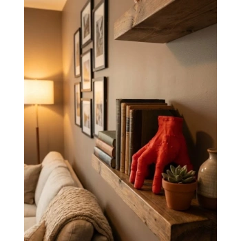 VipMarketim 3D Dekoratif Kırmızı El Biblo 17x16 cm Modern Ev Aksesuarı