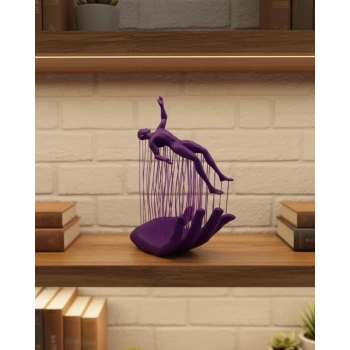 VipMarketim 3D El Formlu İnsan Figürü Mor Özgün Sanat Biblosu 12x18 cm