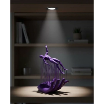 VipMarketim 3D El Üzerinde İnsan Figürü Mor Soyut Tasarım Dekor Biblo