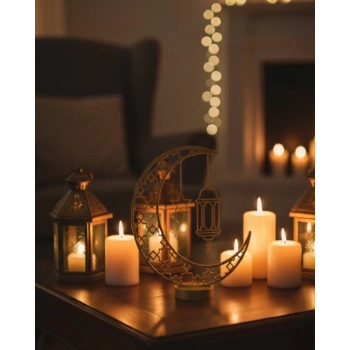 VipMarketim 3D Hilal Cami Biblo 20x20 cm Özel Tasarım Özel Baskı Ürün