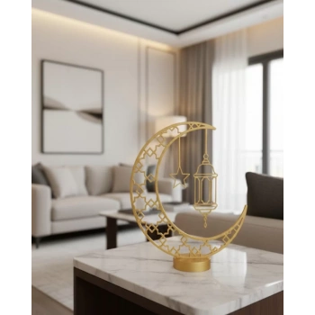 VipMarketim 3D Hilal Cami Dekor Özel Baskı 20x20 cm Şık Masa Üstü