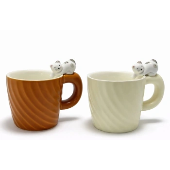 VipMarketim 3D Kedi Figürlü Desenli Kupa Bardak