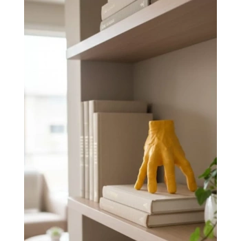 VipMarketim 3D Sarı El Dekoratif Biblo 17x16 cm Modern Ev Aksesuarı