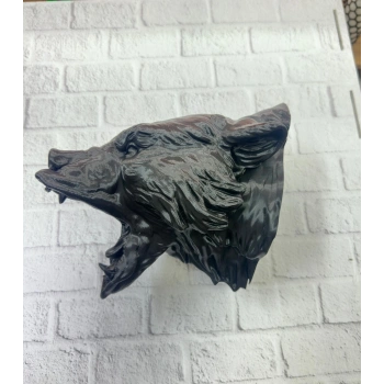 VipMarketim 3D Siyah Ayı Başı Duvar Dekoru Modern Asılabilir Heykel 25x19 cm