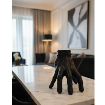 VipMarketim 3D Siyah El Heykeli 17x16 cm Raf ve Masa Üstü Dekor