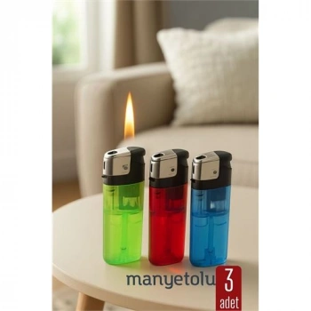 VipMarketim  3’lü Manyetolu Çakmak Seti – Renkli Şeffaf Gövde | Güvenli ve Uzun Ömürlü Kullanım