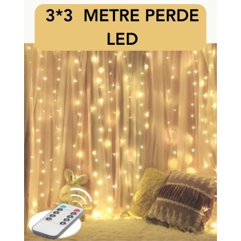 VipMarketim 3x3 Metre Perde LED Işık – Parti ve Bahçe Dekorasyonu