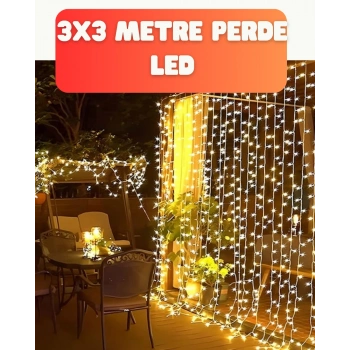 VipMarketim 3x3 Metre Şelale LED Perde Işık İç Dış Mekân Dekorasyonu