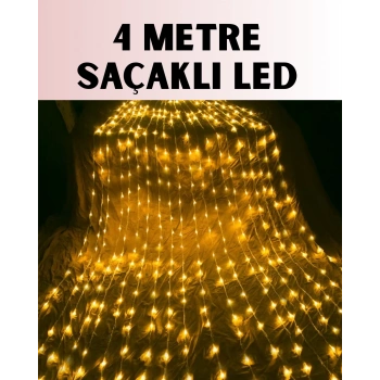 VipMarketim 4 Metre Icicle Şelale Led Yılbaşı Perde Işık Sıcak Ambiyans