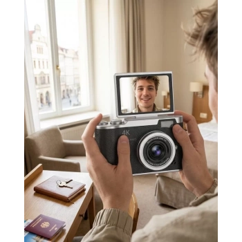 VipMarketim 48 MP 4K Dijital Kamera 8X Zoom ve 180 Derece Ekran Yeni Başlayanlar İçin Uygun