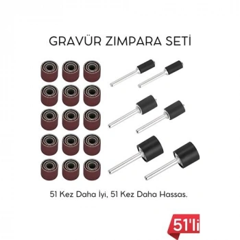 VipMarketim 51li Mini Zımpara Gravür Seti Dremel Ucu: Profesyonel Taşlama Parlatma ve Şekillendirme Aleti
