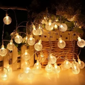 VipMarketim 5m 28 Led Kristal Top Gün Işığı Şeffaf Kablo Fişli Eklemeli