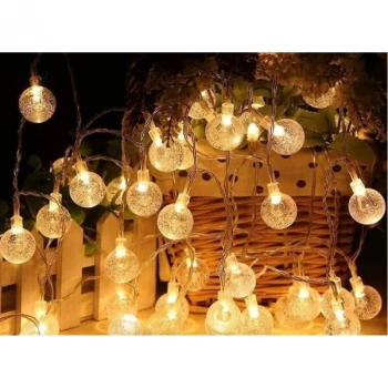 VipMarketim 5m 28 Led Kristal Top Gün Işığı Şeffaf Kablo Fişli Eklemeli