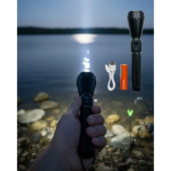 VipMarketim 60W Güçlü LED El Feneri 6000 Lümen Uzun Mesafe Aydınlatma Seti