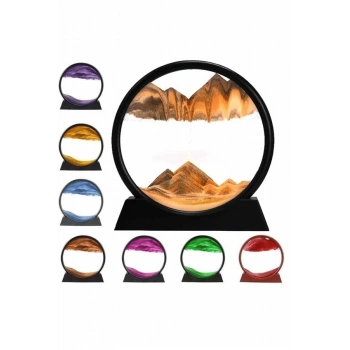 VipMarketim 7 Inç Mavi Orta Boy Dekoratif Yuvarlak Şık Kum Tablosu Modern Dekoratif Süs