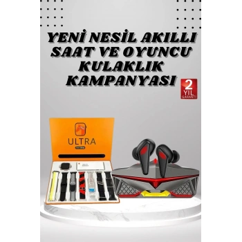 VipMarketim 7 Kordonlu Akıllı Saat Ve Oyuncu Kulaklığı Bluetooth Bağlantılı Android ve İOS Uyumlu