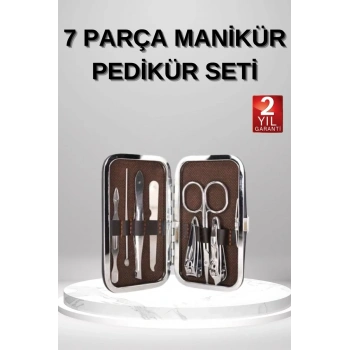 VipMarketim 7 Parça Manikür Pedikür Seti El Ayak Bakımı Çantalı Paslanmaz Çelik
